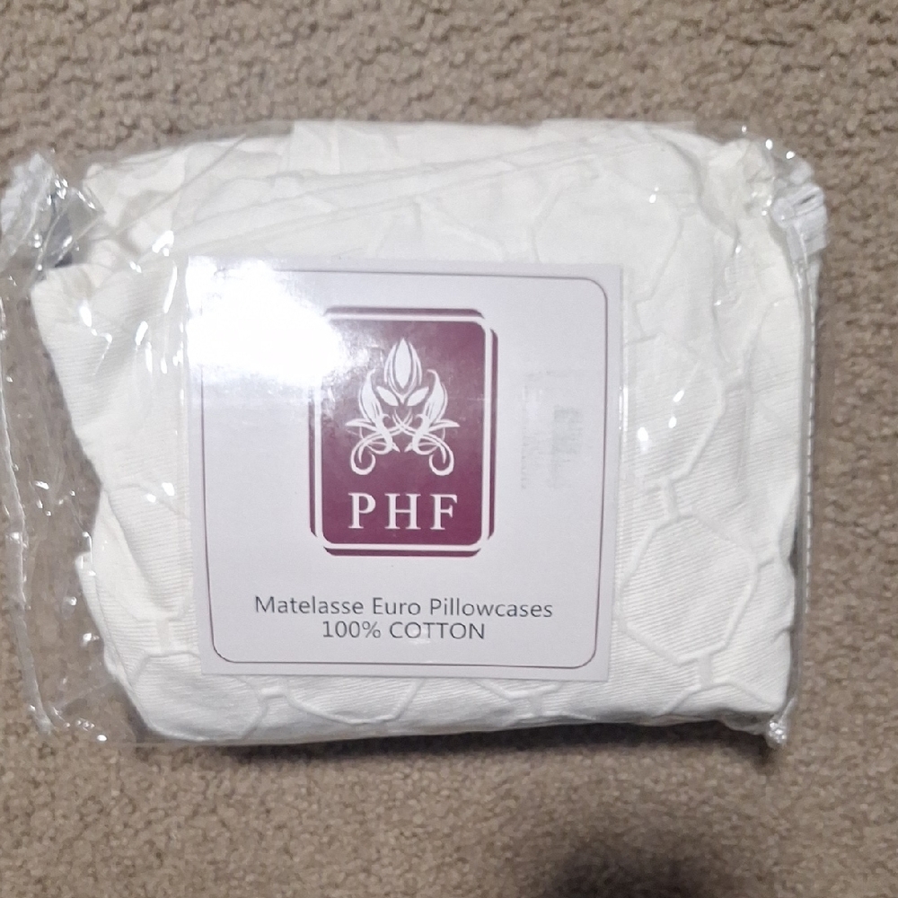 PHF White Matelasse Euro Pillowcases